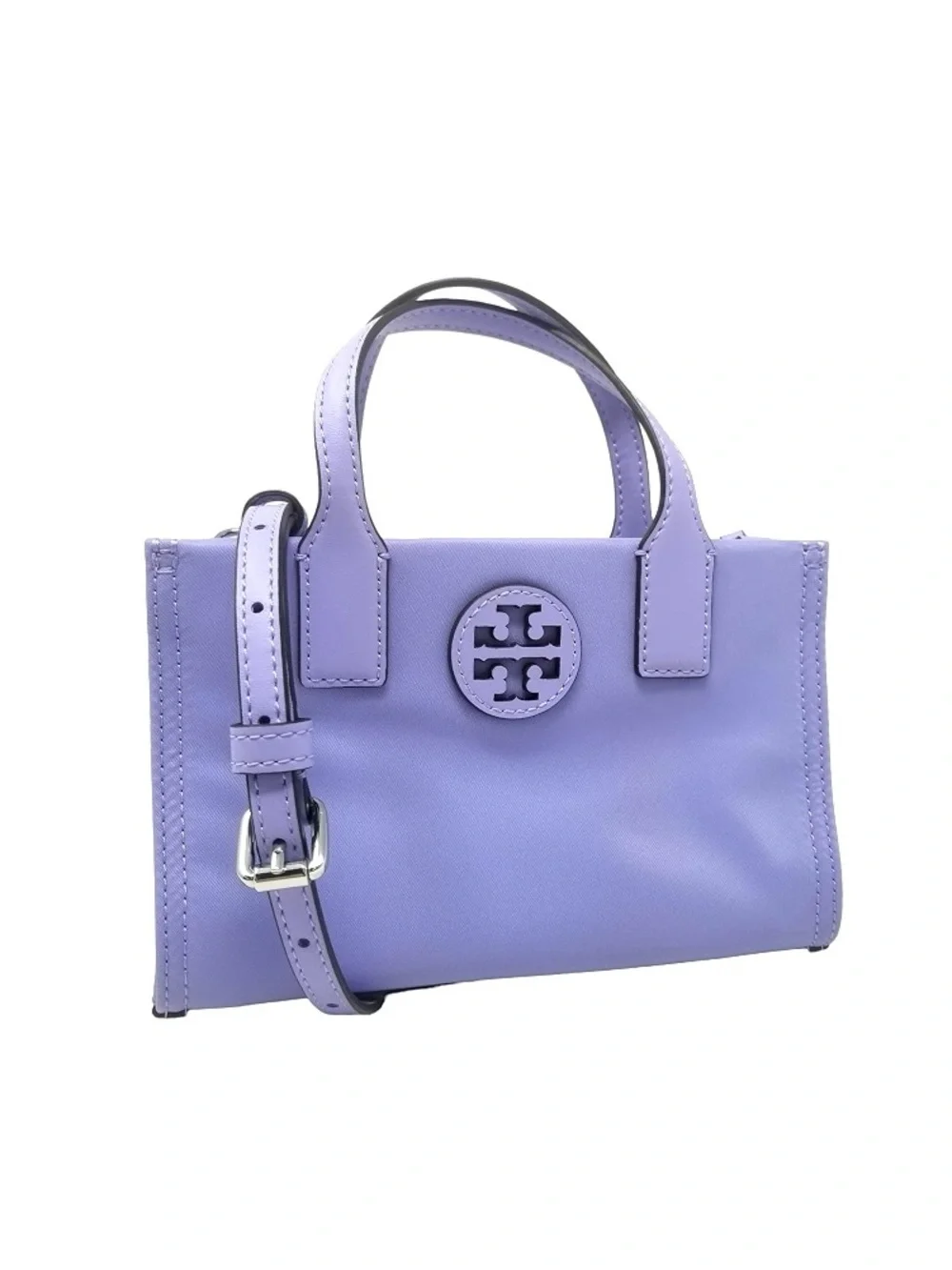 Tory Burch Ella Travel Mini T Bag Canvas Travel 2 Way Crossbody Tote Purse